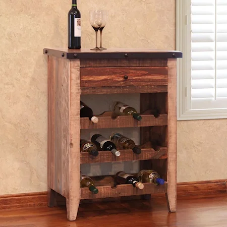 Rustic 12 Bottle Wine Rack with Drawer